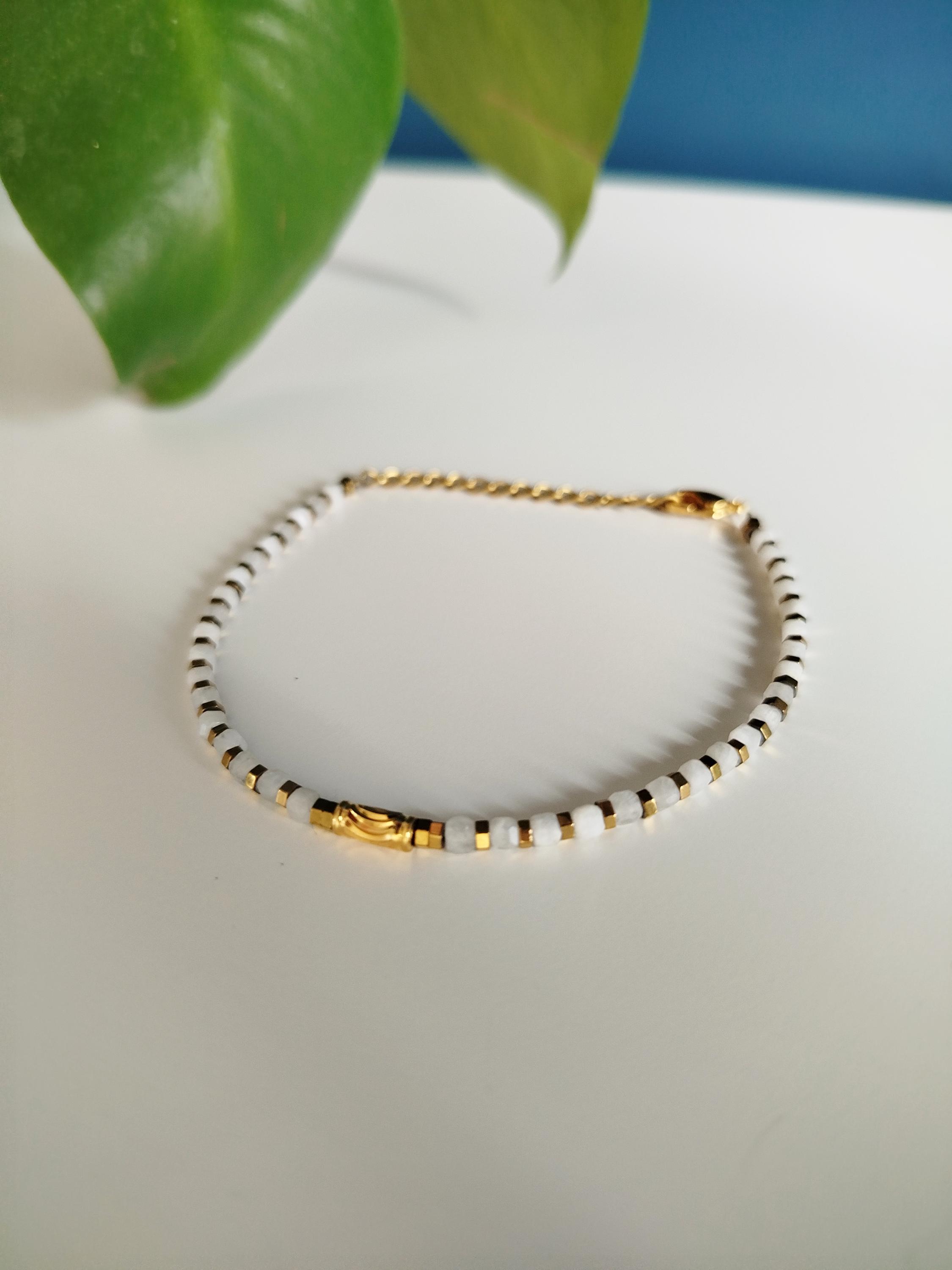 ムーンストーンブレスレット天然スクエアストーン - Etsy 日本