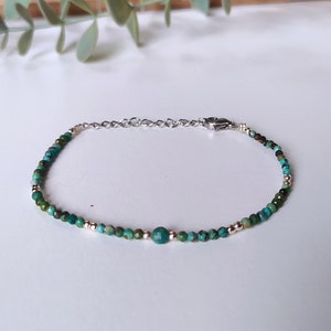 Bracelet Turquoise bleue pierre naturelle acier argent image 2