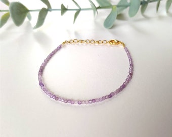 Bracelet Amethyst semi precious stone natural stone gold plated