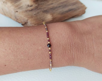 Garnet bracelet semi-precious stone natural stone lithotherapy gold plated chains