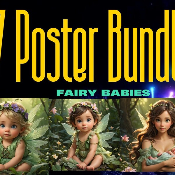 Sweet Fairy Baby Poster Bundle Pack 27 8x11.5 and 27 18x 24 Inch Posters. Digital Download PDF Print at home or send to print shop Fairycore