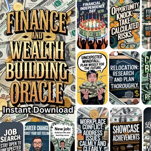 Finance and Wealth Building Oracle and Guide- Printable Oracle Deck, Instant Digital Download, Dual sided cards, Pre-aligned Tarot Companion Cards.
