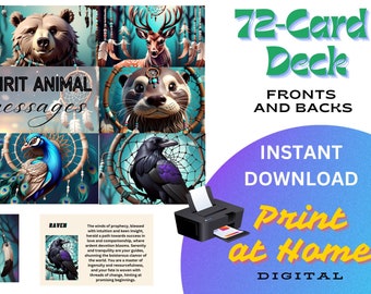 Descarga instantánea. Baraja de mensajes de animales espirituales de 72 cartas. Impresionantes imágenes y mensajes inspiradores. ¡Consiguelo ahora! Oráculo, Adivinación, Tarot