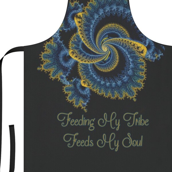 Fractal Art Abstract Apron, 5-Color Straps (AOP) Feeding My Tribe Feeds My Soul. Best Home Cook Gift Christmas Present, Birthday Gift Foodie