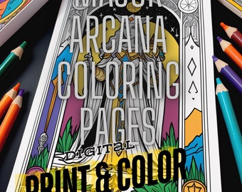 Major Arcana Tarot Card Coloring Pages: 22 Unique Designs (PDF Download)