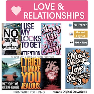 Love Oracle printable 78 Card Decks| Instant Digital Download| Print, Cut, and Use in as little as 5 minutes. Love Relationship Oracle Decks