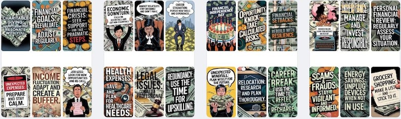 Finance and Wealth Building Oracle and Guide- Printable Oracle Deck, Instant Digital Download, Dual sided cards, Pre-aligned Tarot Companion Cards.