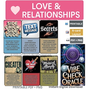 Oracle cards| Vibe check| Relationship love dynamics| Digital Download| Printable| Tarot | easy to print at home| Tarot oracle deck