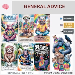 72 card oracle deck- instant digital download, Printable card deck, tarot companion deck, Animal wisdom Oracle cards Dual sided pre-aligned