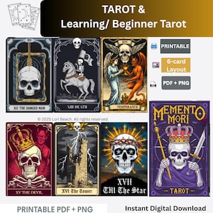 Skull Tarot, Memento Mori Tarot-78 card deck, Digital Download, print at home, instant download. Skeleton tarot deck cards, tarot card decks
