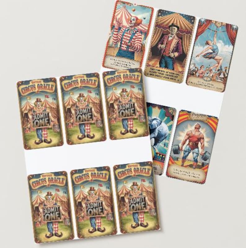 Vintage Circus Oracle Deck: 66 Printable Tarot Cards (digital Download ...