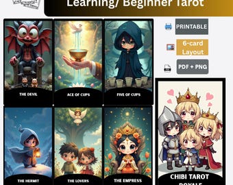 Chibi Tarot Deck: 78 Printable Kawaii Cards (PNG & PDF Download)