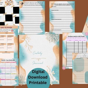 Child Custody Digital Journal Binder, Custody Planner Printable, co-parenting calendar, single parent organizer documentation Custody Battle