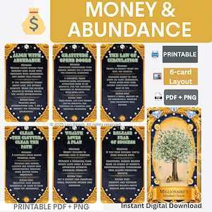 Finance and Wealth Building Oracle and Guide- Printable Oracle Deck, Instant Digital Download, Dual sided cards, Pre-aligned Tarot Companion