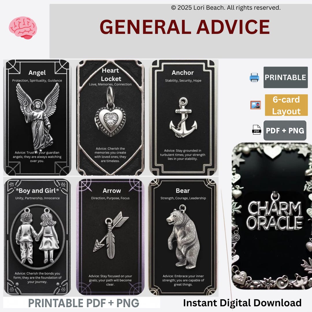 Charm Oracle Deck, Tarot Companion Cards, Intuition Building Printable ...