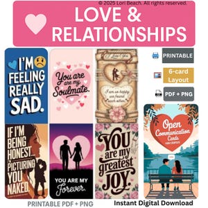 Oracle |Open Communication for Couples- 66 unique cards Instant Digital Download Printable Pre-Aligned Dual Sided Deck