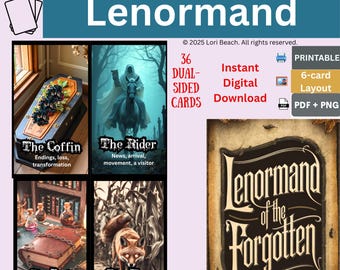 Lenormand Deck of the Forgotten: Dual-Sided Printable Cards (PDF & PNG)