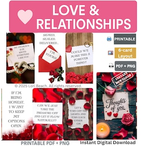 Tarot, Oracle, Love Relationship Oracle Card Deck- Printable Instant Digital Download. 78-Cards Dual Sided Pre-aligned Soulmate Message deck