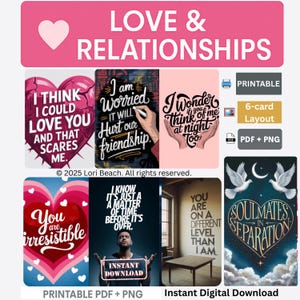 Oracle tarot deck companion 78-cards oracle Deck, oracle cards, Soulmate Love, Printable Digital Download Instant Print at home Message Deck