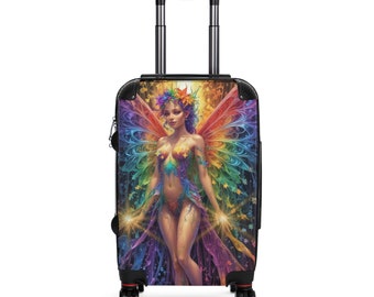 Fairy Core Rainbow Fractal Reisekoffer, bestes Gepäckset mit 3 Stück für Weihnachten, Geburtstagsgeschenk, beste Tragetasche, Gepäck für Feenliebhaber