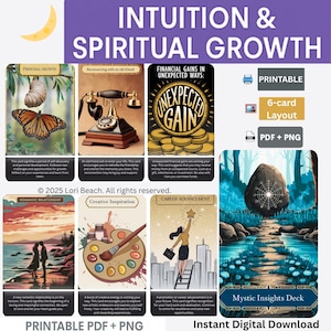 Oracle| Oracle deck| Instant digital download printable Oracle cards, tarot companion, message deck Digital print at home dual-sided 72 Card