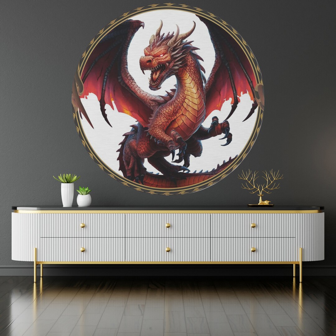 Dragor Rug Dragon-themed 60 Inch Round Rug. Perfect for the Dragon Lover in Your ...