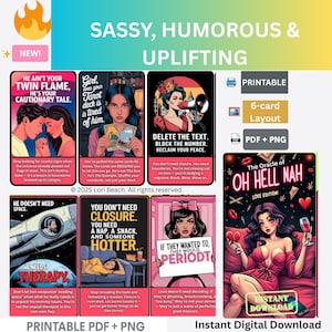 Oracle of Oh HELL NO Love Ed.| Printable Sass-Fueled Oracle Deck | 72 Cards of Brutal Truth + Hysterical Guidance| Digital Download| Png PDF