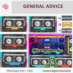 Mix Tape Messages Oracle| Tarot Companion| Music Oracle| Lyric Oracle cards| Tarot Print| Digital Download| Oracle Print 72 card pre-aligned
