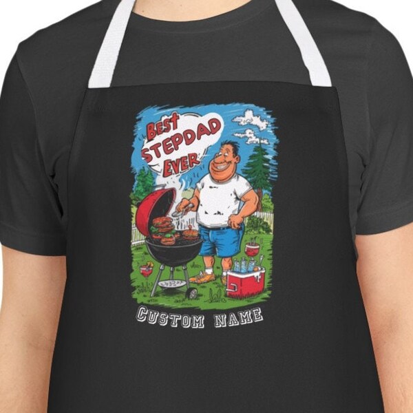 BBQ Grill Apron Man Father's Day, Stepdad, Dad, Husband Grill Cookout loving man Gift Apron, 5-Color Straps (AOP)