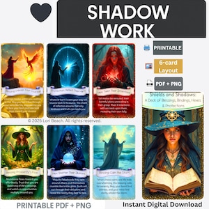 Shields and Shadows Oracle Cards 78 cards, Printable, Instant Digital Download, Tarot Oracle cards, Blessings, Bindings, Hexes & Protections