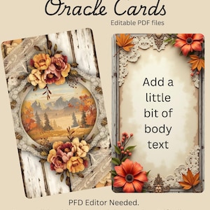 Make your own oracle deck, Print, Editable Pdf files, Instant Digital Download, editable text, printable- cut out and use in minutes.