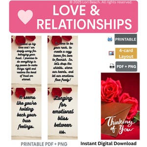 Oracle Deck Love and Relationship Printable Digital Download Tarot Companion Oracle Message Deck Two-Sided Printable 54-card deck