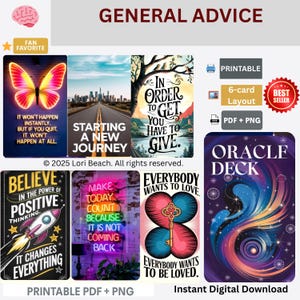 88-Card Oracle Message Deck - Digital Download Instant Access, Printable, Tarot Companion Deck, Oracle Message Cards