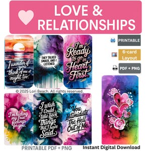 Oracle Card Deck |Tarot Cards Companion |Instant Download |Print at Home| Relationship oracle, Digital Product| Love Oracle 60 Cards