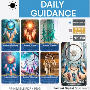 Digital Oracle Download 54 Card deck dreamcatcher Tarot Companion Deck Instant download dual-sided deck Pre-Aligned Print, Novice Friendly
