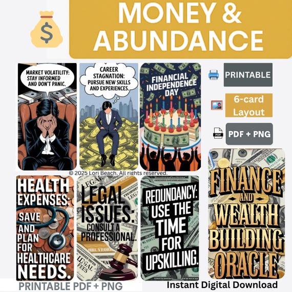 Finance & Wealth Building Oracle Deck: Printable Tarot Companion (Digital Download)