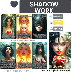 Shadow & Light Oracle Cards 80 cards - 40 Shadow and 40 Light messages. Printable Instant Digital Download, 4 Pre-aligned 3x5" cards/sheet