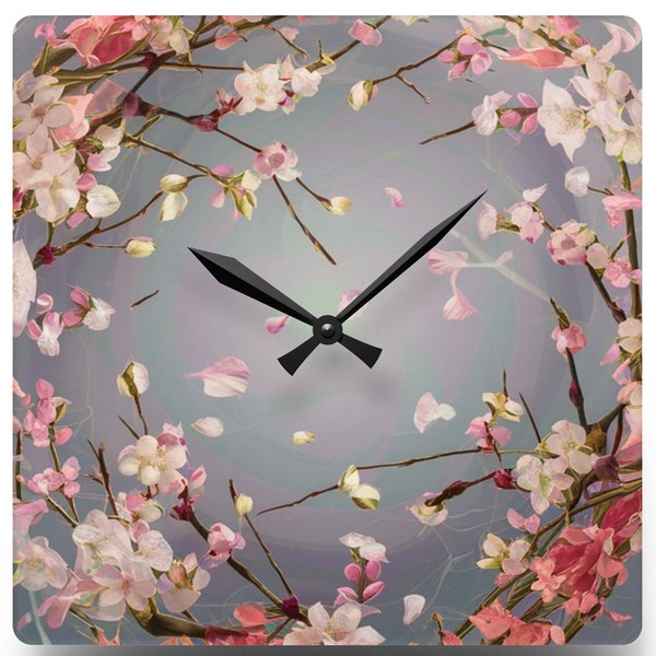 Botanical Floral Bouquet Acrylic Wall Clock, Best Home Decor Gift for Mom, Grandma, New Home Decor, Birthday Gift, Christmas gift of time.