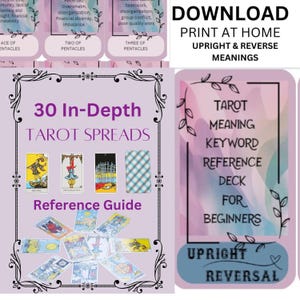 Tarot for beginners| tarot spread guide (30 spreads) and Tarot meanings reference deck with upright and reverse meanings. Tarot Deck, Tarot