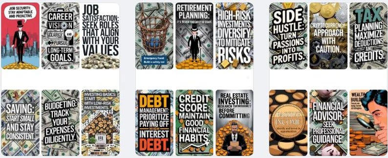 Finance and Wealth Building Oracle and Guide- Printable Oracle Deck, Instant Digital Download, Dual sided cards, Pre-aligned Tarot Companion Cards.