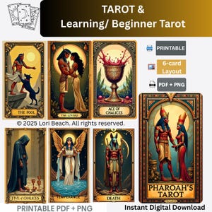 Egyptian Tarot Deck Instant Download Printable Tarot Cards Instant access print at home cards deck, Pharaoh Tarot Oracle cards Deck Digital