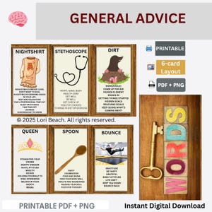 Keyword Divination Deck. Instant Downloadable PDF files. Intuition, keywords, pictures, oracle, tarot companion. 60-card deck. dual sided.