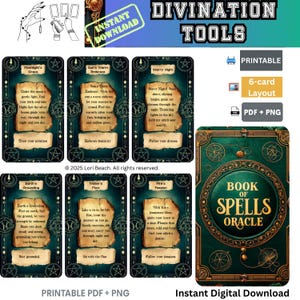 Oracle, Tarot Companion Deck, Book of Spells themed Oracle Cards, Printable, 78-cards. Dual Sided, Pre-aligned