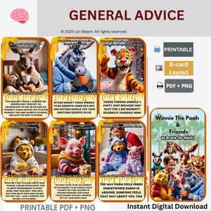 Oracle 60- Cards |Winnie the Pooh & Friends- an Oracle for Adults| Printable| Digital Download| Instant Access Tarot nostalgic oracle cards