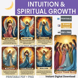 Oracle Deck Instant Digital Download 78-Card Tarot Cards Companion, angel Oracle Printable Instant Access Dual Sided Pre-Aligned