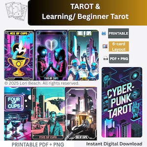 Tarot| Cyberpunk Tarot- Printable Tarot Cards, Instant Digital Download, tarot cards deck| Print at home 78-card deck, tarot