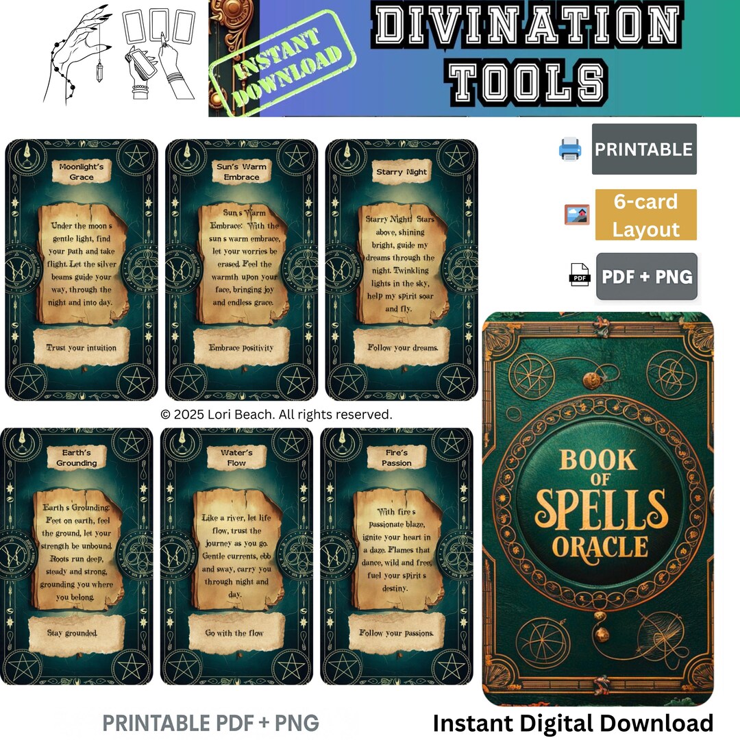 Book of Spells Oracle Deck: 78 Cards, Tarot Companion (PDF & PNG) - Etsy