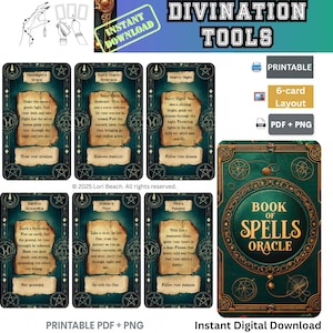 Oracle, Tarot Companion Deck, Book of Spells themed Oracle Cards, Printable, 78-cards. Dual Sided, Pre-aligned