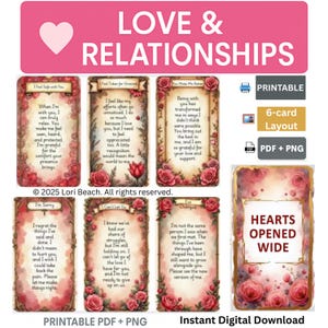 Love Oracle Cards 78-Card Oracle Message Deck - Digital Download Instant Access, Printable, Tarot Companion Deck, Oracle Message Cards