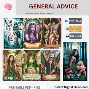 Dark Fairy Oracle - 60-Card Deck |Oracle Deck| Tarot| Oracle Fairy Fae Faeries Pixies| digital print-at-home Dark Fairy Oracle 60-card Deck.